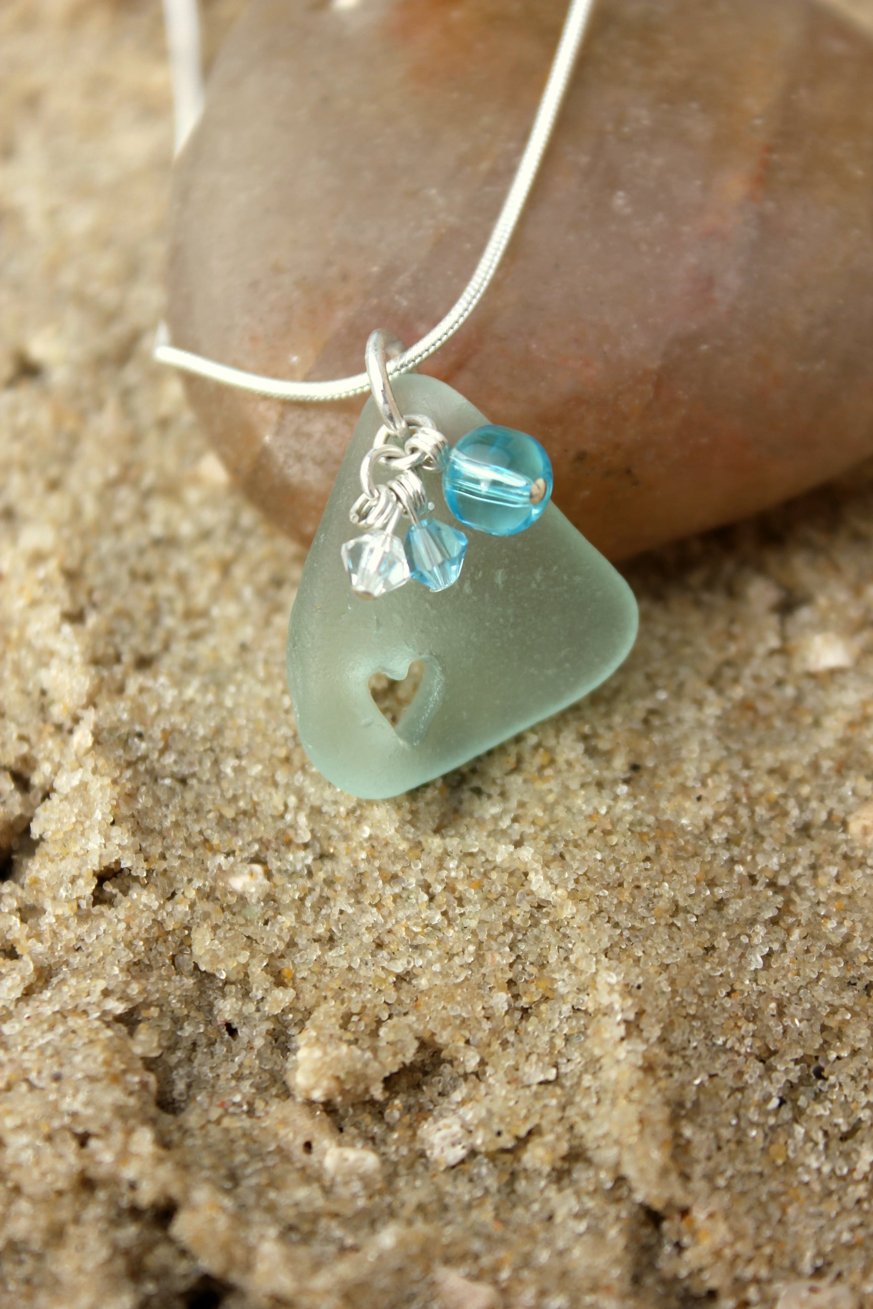 Scottish Sea Glass Jewellery Light Aquamarine Sea Glass Pendant