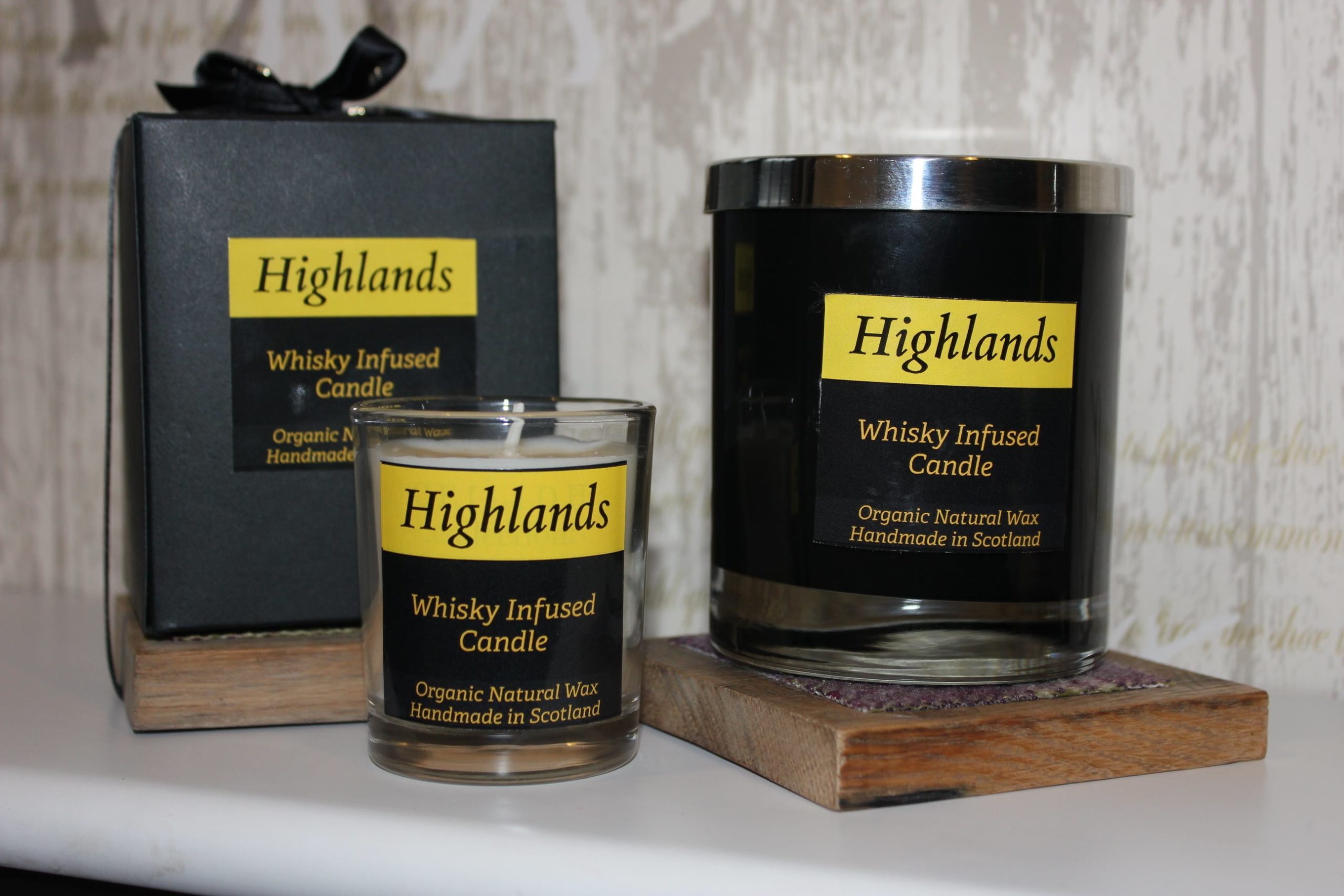Highlands Scottish Whisky Infused Candle Set. onemoregift.co.uk