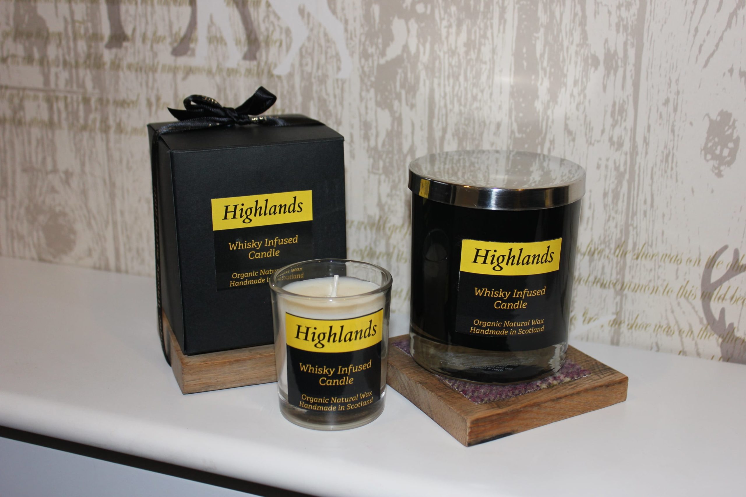 Highlands Scottish Whisky Infused Candle Set. onemoregift.co.uk