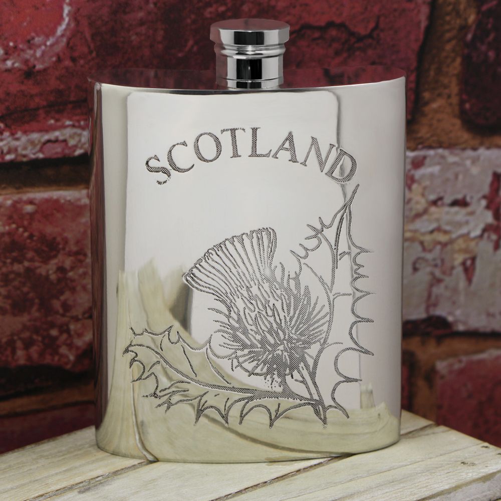 Scotland Thistle Pewter Hip Flask perfect for your favourite dram